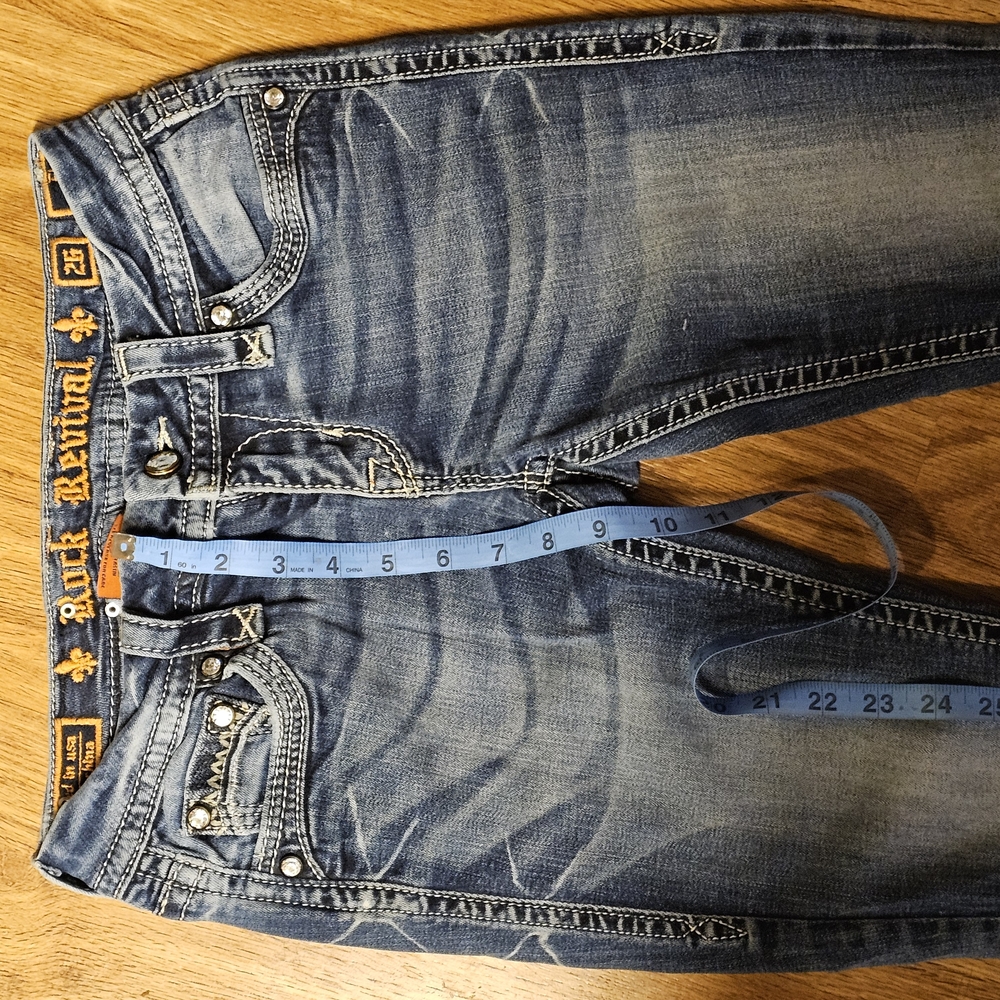 Rock Revival Blue Skinny Jeans with Ornate Embellishments - Picture 9 of 9